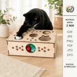 Cat Toy Box Laser Cut, Wooden Cat Storage Box SVG, Pet Toy Organizer CNC Template, DXF PDF EPS Files - Image 2