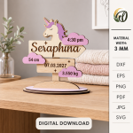 3D Baby Stats Stand Decor Laser Cut Bundle, Newborn Birth Details SVG, Baby Keepsake CNC Template, DXF PDF EPS - Image 9