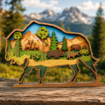 Bison SVG, 3D Layered Mandala, Buffalo Cut File, Glowforge Laser Cut 7 Layer - Image 2