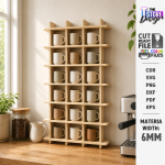Wall Mug Holders Laser Cut Bundle, Coffee Mug Rack SVG, Kitchen Cup Organizer CNC Template, DXF PDF EPS Files - Image 15