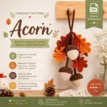 Crochet Acorn Pattern, Autumn Leaves Crochet PDF, Fall Hanging Decor, Amigurumi Acorn Digital Download