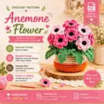 Crochet Flower Pot Pattern, Pink Daisy Crochet PDF, Amigurumi Flower Decor, Digital Download Pattern