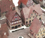 PaperCraft kit Village with Half-Timbered Houses 3d paper model crafting PDF plans DIY template - Image 2