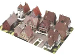 PaperCraft kit Village with Half-Timbered Houses 3d paper model crafting PDF plans DIY template - Image 3
