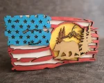 Bear American Flag, 3D Layered SVG, Glowforge Laser Cut - Image 5
