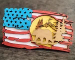 Bear American Flag, 3D Layered SVG, Glowforge Laser Cut - Image 4