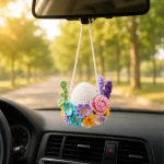 Car Hanging Crochet Pattern PDF, Easter Egg Flower Pot, Car Mirror Charm, Flower Basket Crochet Pattern, Spring Decor - Image 2