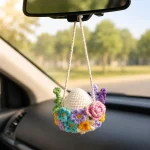 Car Hanging Crochet Pattern PDF, Easter Egg Flower Pot, Car Mirror Charm, Flower Basket Crochet Pattern, Spring Decor - Image 4