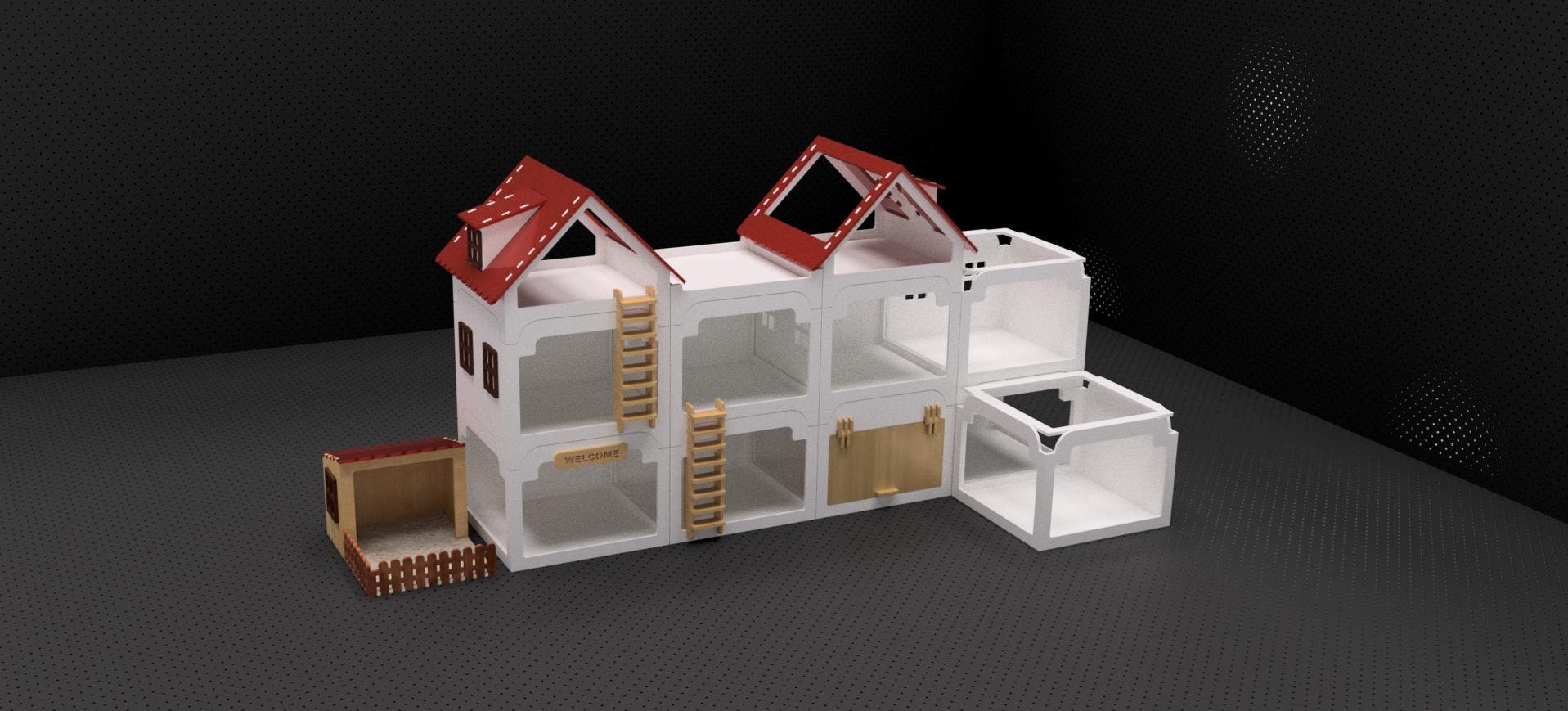 il_fullxfull.2524635197_hxns.jpg Dollhouse 3mm, 4mm plywood. Laser cut files SVG, DXF, CDR Digital product - Image 1