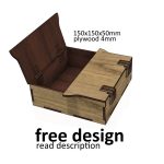 Box 150x150x54mm for 4mm plywood. Laser cut files SVG, DXF, CDR Digital product