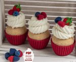 Berry crochet cupcake pattern, Food amigurumi pattern,  Crochet food pattern, Blackberry, raspberry, strawberry, blueberry crochet play food