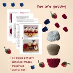 Berry crochet cupcake pattern, Food amigurumi pattern,  Crochet food pattern, Blackberry, raspberry, strawberry, blueberry crochet play food - Image 2
