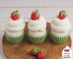 Cupcake amigurumi pattern with crochet strawberry, Amigurumi food play set for kid's pretend play, Crochet cupcake pattern for housewarming - Image 4