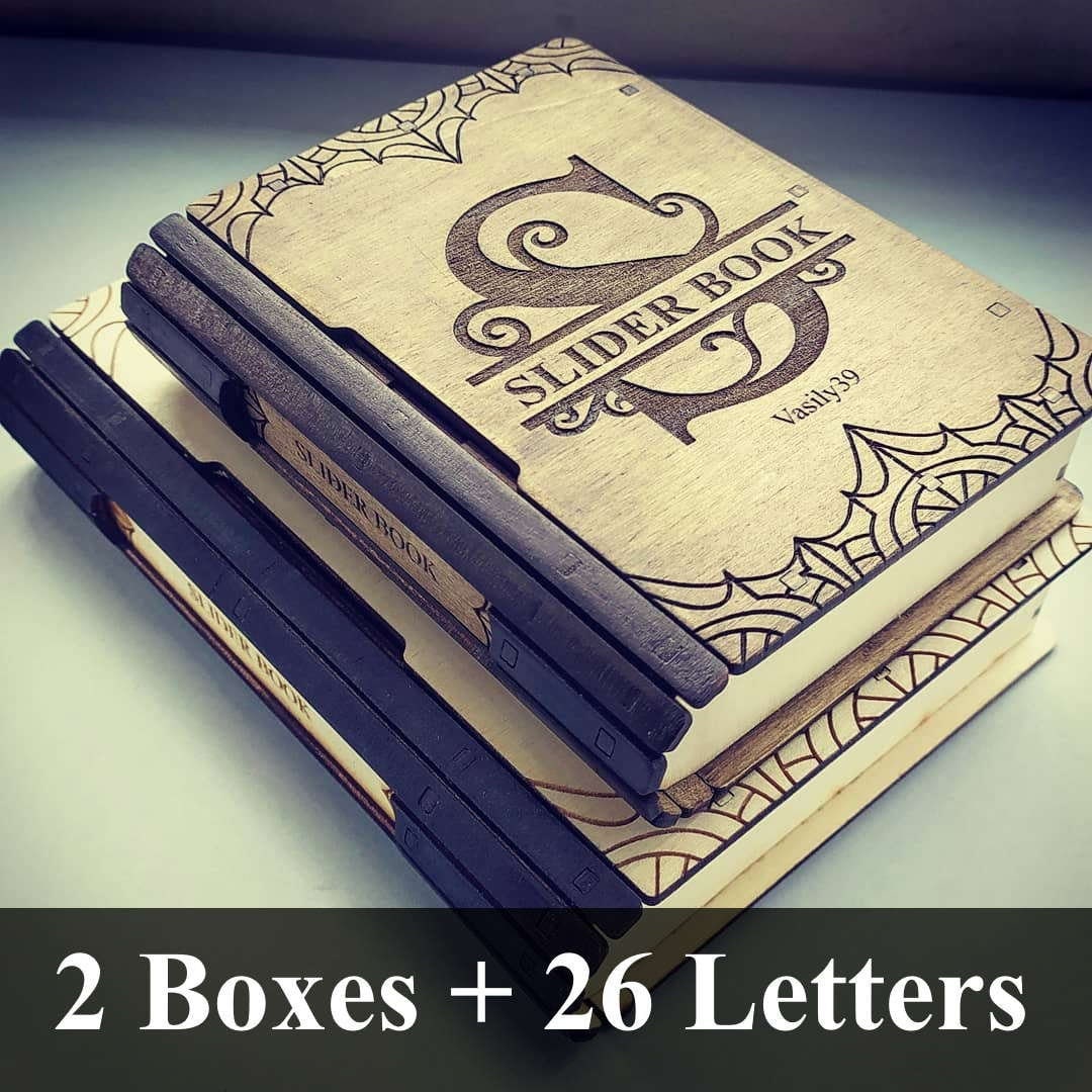 il_fullxfull.2996863223_igsc.jpg Laser Cut Slider Book, 26 Split Letter Templates (SVG, PDF, CDR) - Image 1