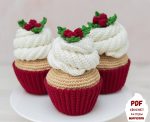 Christmas crochet patterns cupcake, Crochet cupcake pattern, Amigurumi food pattern, Crochet food pattern diy, Crochet Christmas patterns - Image 5