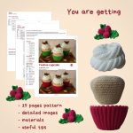 Christmas crochet patterns cupcake, Crochet cupcake pattern, Amigurumi food pattern, Crochet food pattern diy, Crochet Christmas patterns - Image 2