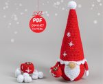 Crochet patterns gnome santa, Christmas amigurumi gnome pattern, Crochet winter gnome for holiday decor, Christmas crochet gnome pattern - Image 7