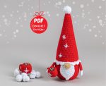 Crochet patterns gnome santa, Christmas amigurumi gnome pattern, Crochet winter gnome for holiday decor, Christmas crochet gnome pattern
