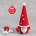 Crochet patterns gnome santa, Christmas amigurumi gnome pattern, Crochet winter gnome for holiday decor, Christmas crochet gnome pattern