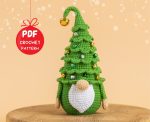 Crochet patterns Christmas tree gnome, Christmas amigurumi gnome pattern, Crochet winter gnome pattern, Christmas crochet gnome pattern