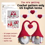 Crochet patterns gnomes with heart, Crochet gnome amigurumi pattern, Crochet valentine gnome patterns, Crochet gift for couple - Image 2