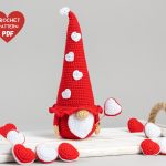 Crochet patterns gnome with heart, Crochet valentine gnome pattern, Crochet gnome amigurumi pattern, Valentines day gnome crochet pattern
