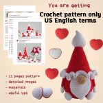 Crochet patterns gnome with heart, Valentine amigurumi gnome pattern, Valentine crochet gnome pattern, Crochet valentine gnome pattern - Image 2