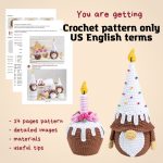 Crochet patterns Birthday gnome cupcake, Crochet gnome amigurumi pattern, Easter crochet food pattern, Crochet holiday gnome gift pattern - Image 2