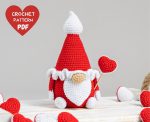 Crochet patterns gnome with heart, Valentine amigurumi gnome pattern, Valentine crochet gnome pattern, Crochet valentine gnome pattern