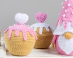 Crochet patterns gnome with heart and crochet cupcake pattern, Crochet valentine gnome pattern, Valentines day gnome crochet pattern - Image 3