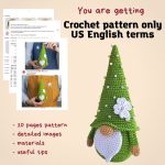 Crochet patterns Lucky gnome and four leaf clover pattern, Crochet gnome amigurumi pattern, St. Patrick's day crochet pattern, Crochet decor - Image 2