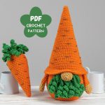 Crochet patterns gnome and carrot, Crochet Easter gnome patterns, Crochet gnome amigurumi pattern, Crochet food pattern, Gardener gift