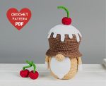 Crochet patterns Birthday gnome cherry cupcake, Crochet gnome amigurumi pattern, Crochet food pattern, Crochet holiday gnome gift pattern - Image 2