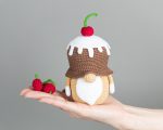 Crochet patterns Birthday gnome cherry cupcake, Crochet gnome amigurumi pattern, Crochet food pattern, Crochet holiday gnome gift pattern - Image 9