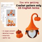 Crochet patterns amigurumi gnome with pumpkin, Crochet gnome and crochet pumpkin pattern, Halloween crochet pattern, Crochet Halloween decor - Image 3
