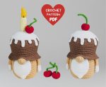 Crochet patterns Birthday gnome cherry cupcake, Crochet gnome amigurumi pattern, Crochet food pattern, Crochet holiday gnome gift pattern - Image 4