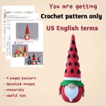 Crochet patterns Watermelon Gnome, Crochet gnome amigurumi pattern, Crochet food pattern,  Amigurumi food pattern, Crochet play food - Image 2