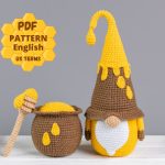 Crochet patterns Gnome and Honey Pot, Crochet gnome patterns, Gnome amigurumi pattern, Crochet food pattern