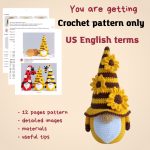 Crochet patterns Gnome Sunflower, Crochet flower pattern, Gnome amigurumi pattern, Crochet gnome pattern with crochet sunflowers - Image 2