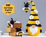Crochet patterns Gnome with Bee, Crochet bee pattern, Gnome amigurumi pattern, Crochet gnome pattern with crochet flowers - Image 4