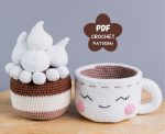 Crochet pattern mug of Hot Chocolate, Crochet play food drink, Kawaii amigurumi food pattern, Crochet food pattern, Crochet cup pattern