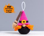 Halloween crochet keychain patterns bundle, Crochet pumpkin gnome, Crochet skull pattern, Crochet witch gnome, Crochet Halloween decor - Image 2