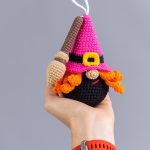 Halloween crochet keychain patterns bundle, Crochet pumpkin gnome, Crochet skull pattern, Crochet witch gnome, Crochet Halloween decor - Image 10