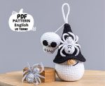 Halloween crochet keychain patterns bundle, Crochet pumpkin gnome, Crochet skull pattern, Crochet witch gnome, Crochet Halloween decor - Image 4