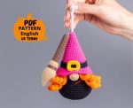 Halloween crochet keychain patterns bundle, Crochet pumpkin gnome, Crochet skull pattern, Crochet witch gnome, Crochet Halloween decor - Image 5