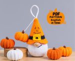 Halloween crochet keychain patterns bundle, Crochet pumpkin gnome, Crochet skull pattern, Crochet witch gnome, Crochet Halloween decor - Image 3