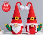 Christmas crochet patterns Santa gnomes with Christmas trees, Christmas gnomes amigurumi pattern, Crochet Christmas ornaments, Holiday gnome - Image 3