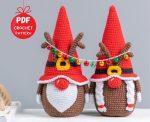 Christmas crochet patterns Reindeer gnomes, Christmas gnomes reindeer amigurumi pattern, Crochet Christmas ornaments, Winter gnomes patterns
