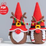 Christmas crochet patterns Reindeer gnomes, Christmas gnomes reindeer amigurumi pattern, Crochet Christmas ornaments, Winter gnomes patterns