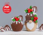 Crochet patterns Christmas gnome with cupcake and meringues, Christmas amigurumi pattern, Crochet gnome pattern, Crochet play food pattern